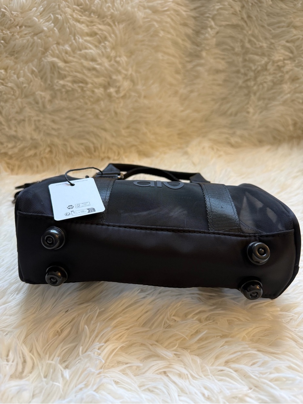 ALO Yoga Mini Sheer Duffle Bag Black Mesh with Detachable Strap NEW W/ DEFECT - Picture 4 of 10